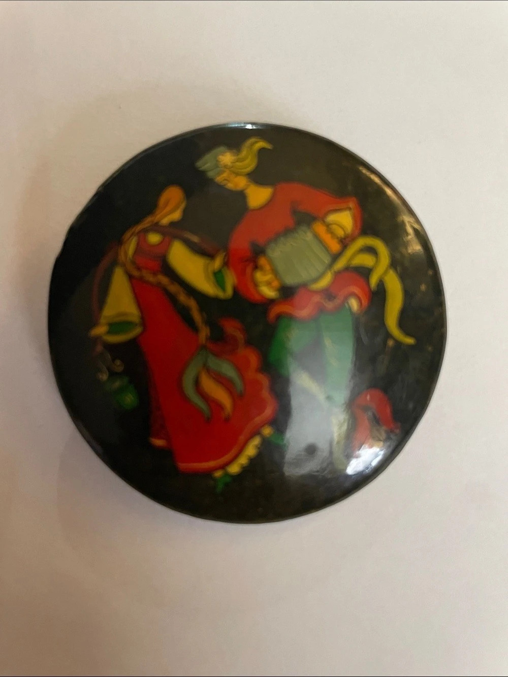 Vintage Russian Folk Art Brooch From USSR, 1990s